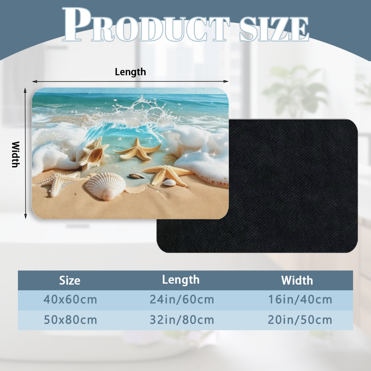 Beach Shell Starfish Ocean£üBeach Seashell Starfish Ocean Scenery Diatomite Mat, Coastal Style Absorbent Non?Slip Bathroom Floor Rug