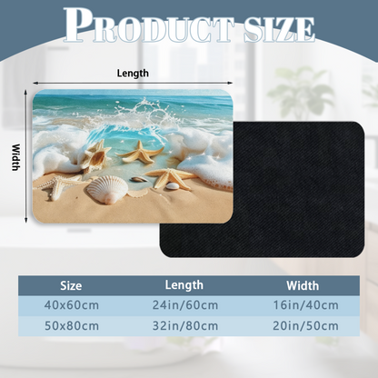 Beach Shell Starfish Ocean£üBeach Seashell Starfish Ocean Scenery Diatomite Mat, Coastal Style Absorbent Non?Slip Bathroom Floor Rug