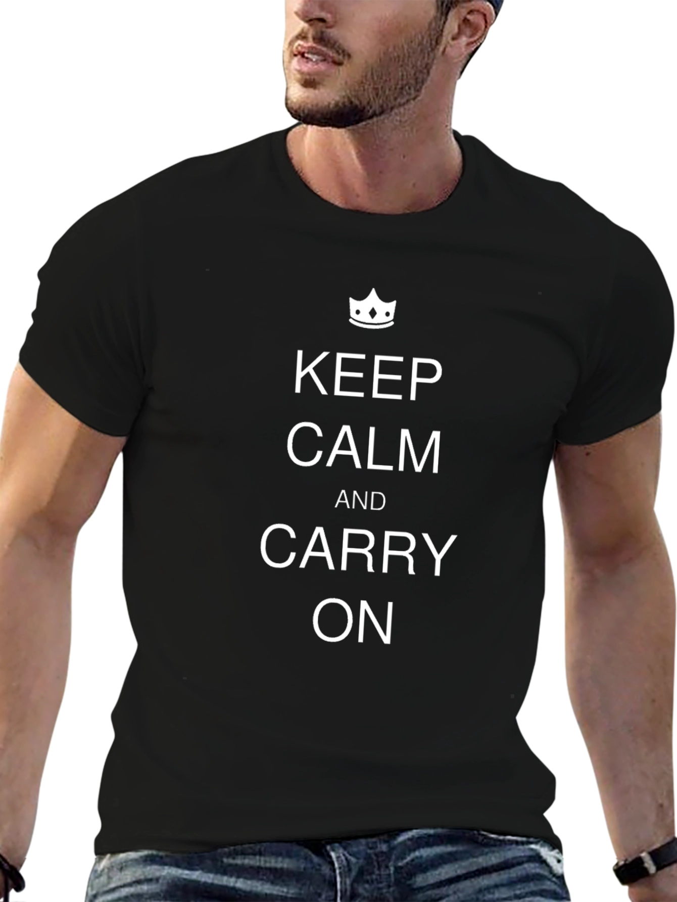 Keep Calm and Carry On Black T-Shirt