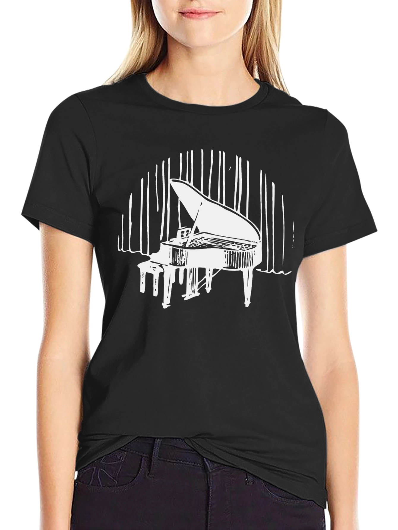 Grand Piano Graphic Tee - Music Lovers T-Shirt