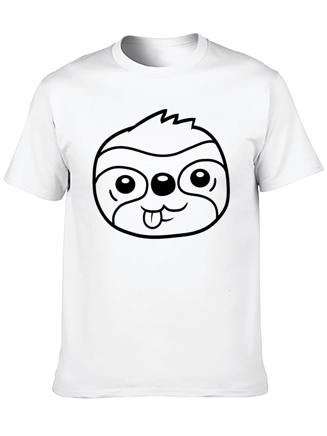 Cute Sloth Face Graphic Tee - Black