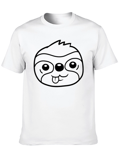 Cute Sloth Face Graphic Tee - Black