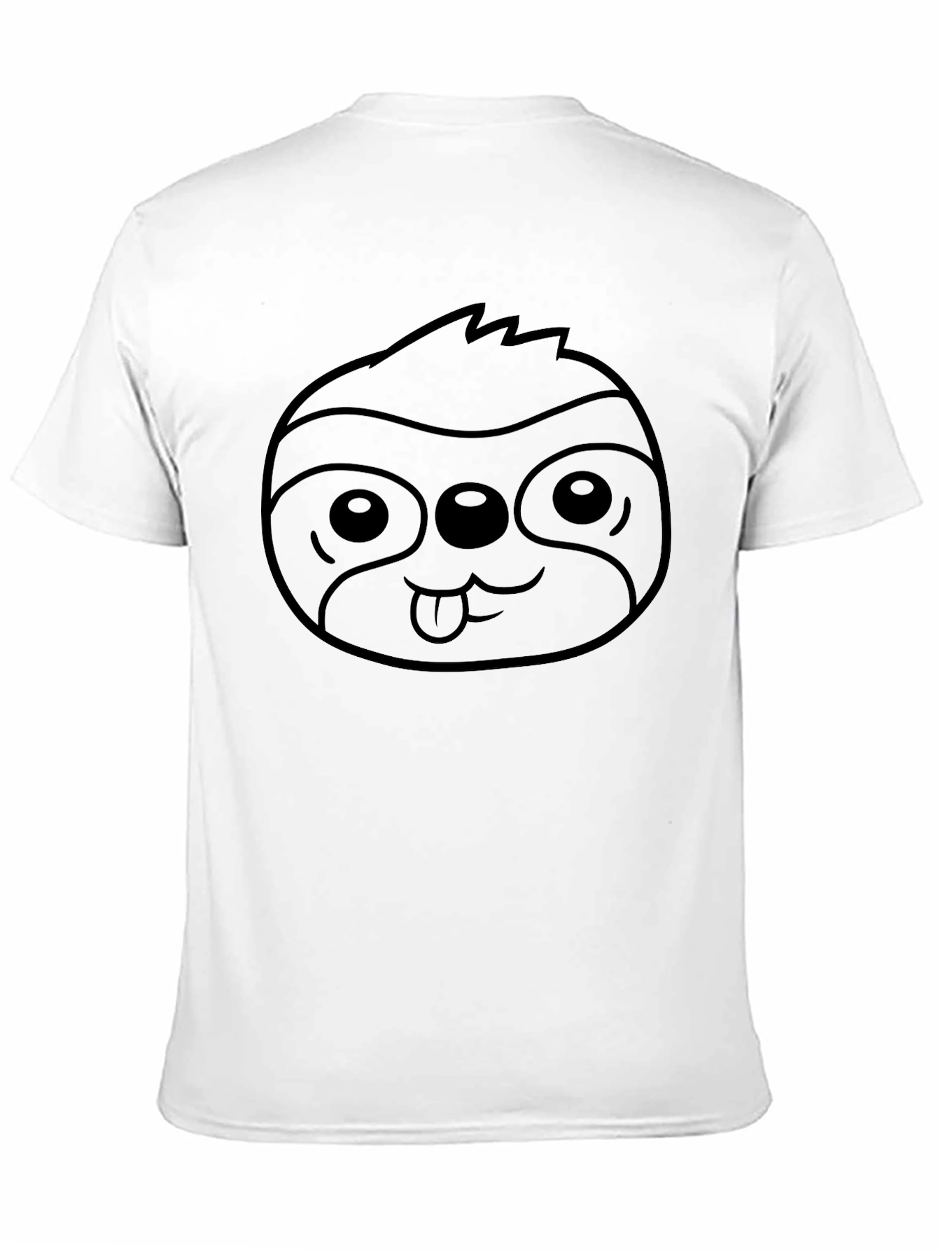 Cute Sloth Face Graphic Tee - Black