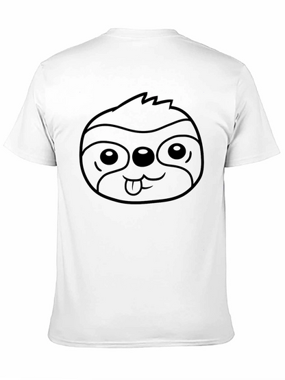Cute Sloth Face Graphic Tee - Black