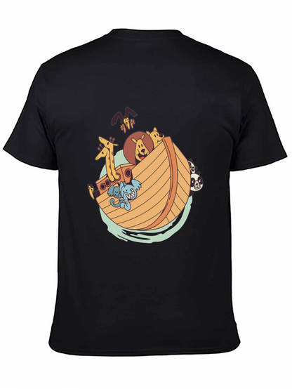 Noahs Ark Graphic Tee - Black Cotton Shirt
