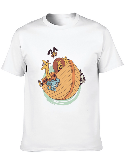Noahs Ark Graphic Tee - Black Cotton Shirt