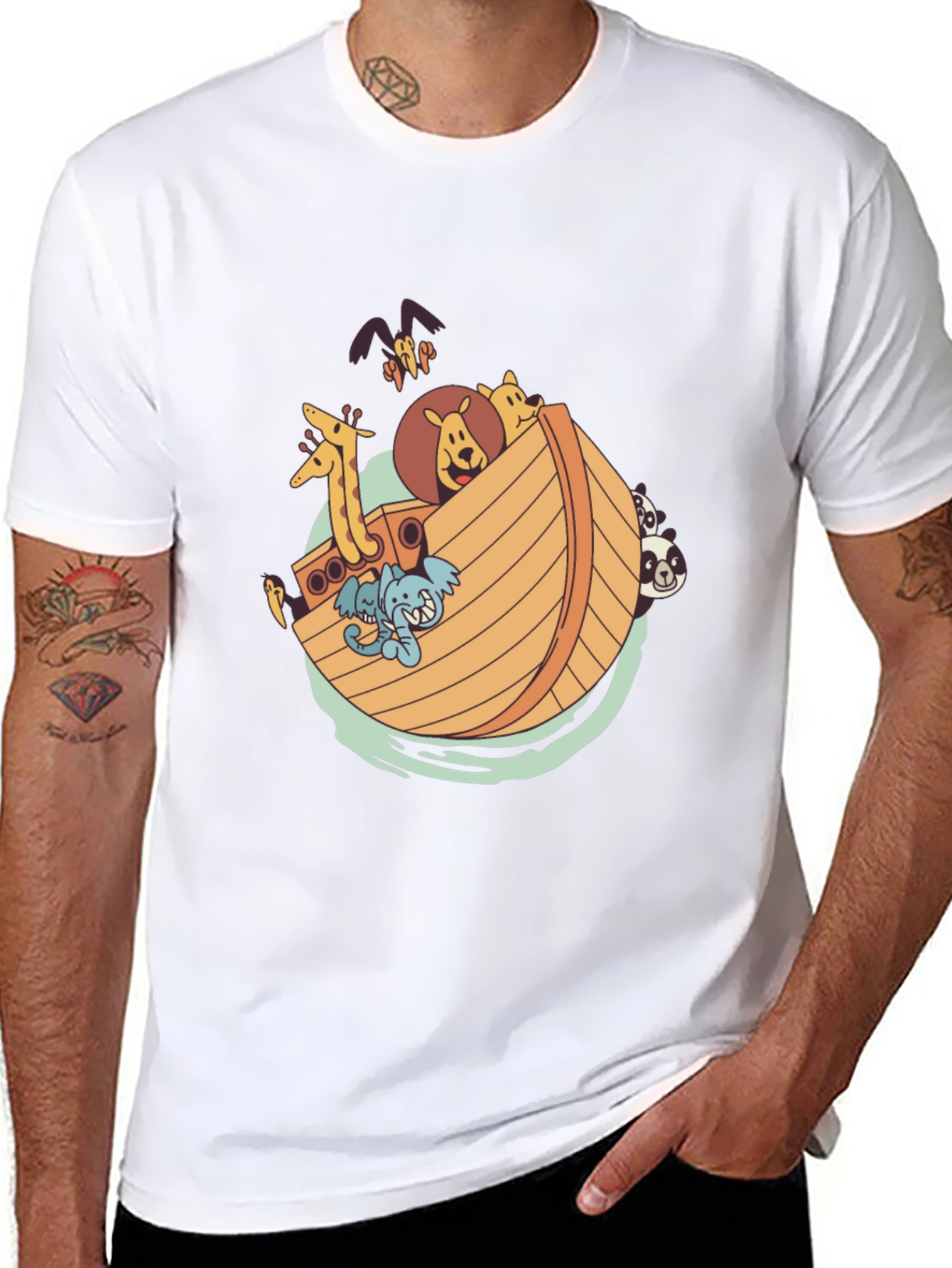 Noahs Ark Graphic Tee - Black Cotton Shirt