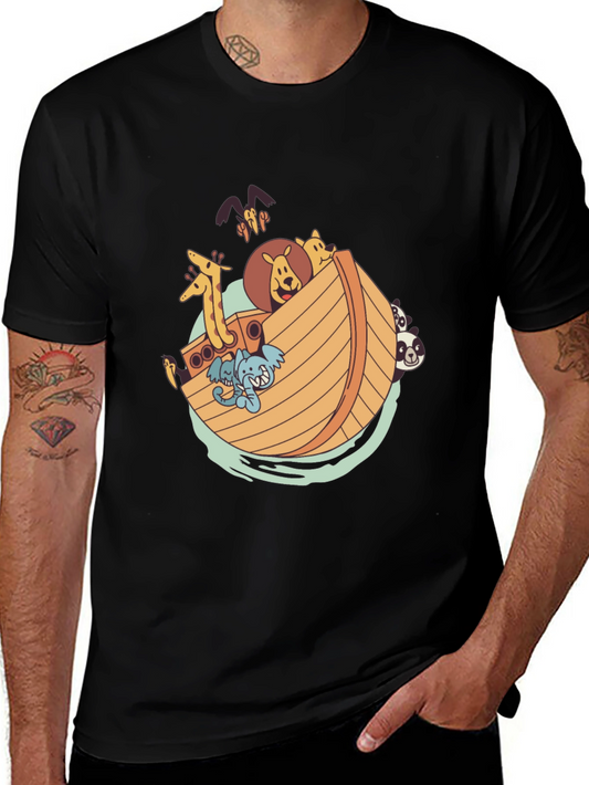 Noahs Ark Graphic Tee - Black Cotton Shirt