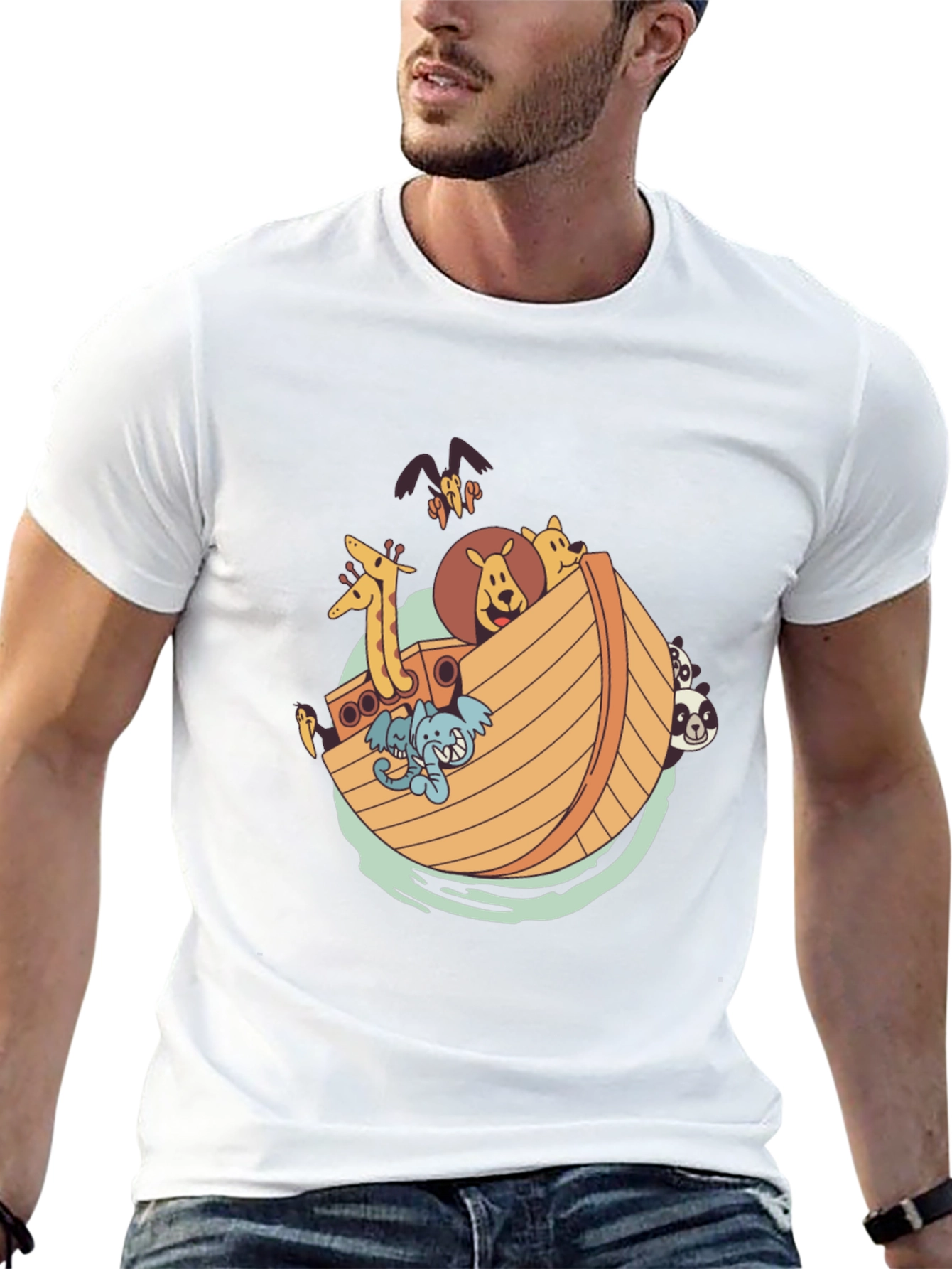 Noahs Ark Graphic Tee - Black Cotton Shirt