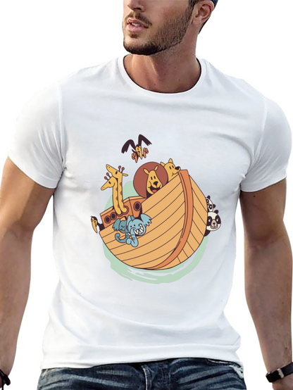 Noahs Ark Graphic Tee - Black Cotton Shirt
