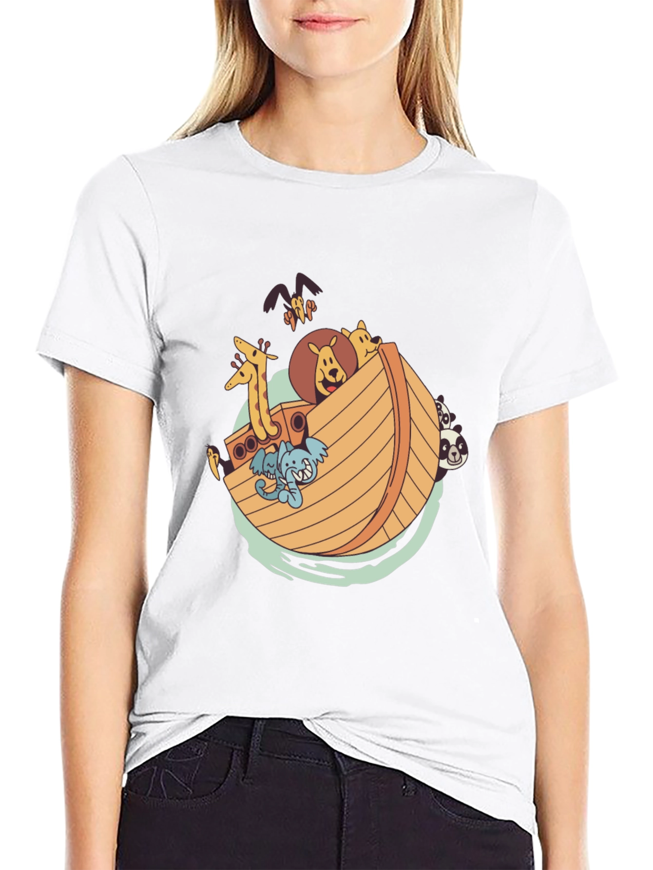 Noahs Ark Graphic Tee - Black Cotton Shirt