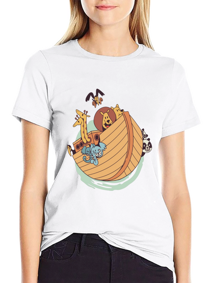 Noahs Ark Graphic Tee - Black Cotton Shirt