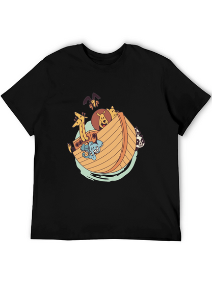 Noahs Ark Graphic Tee - Black Cotton Shirt