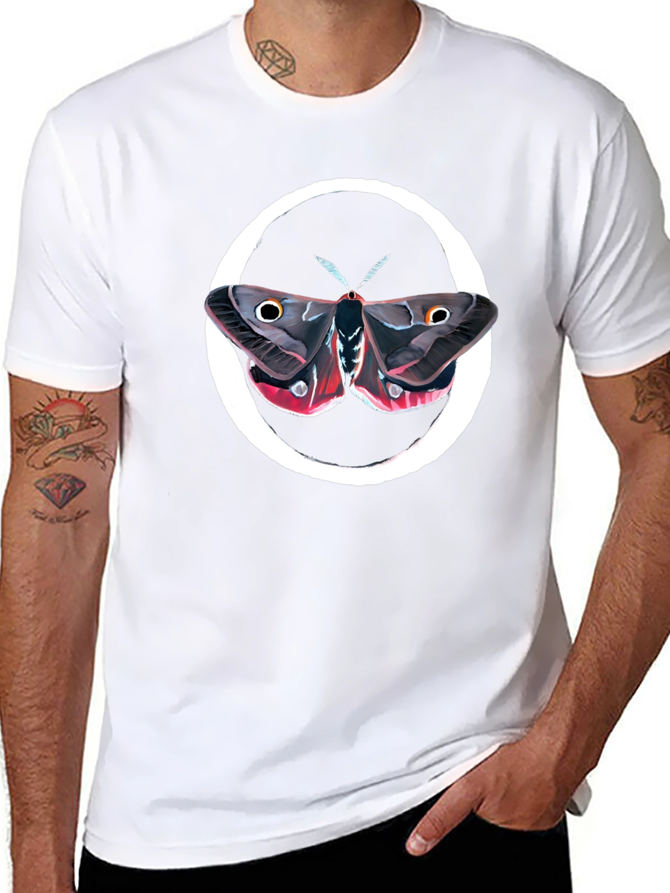 Moth Graphic Tee - Premium Black Cotton Comfort