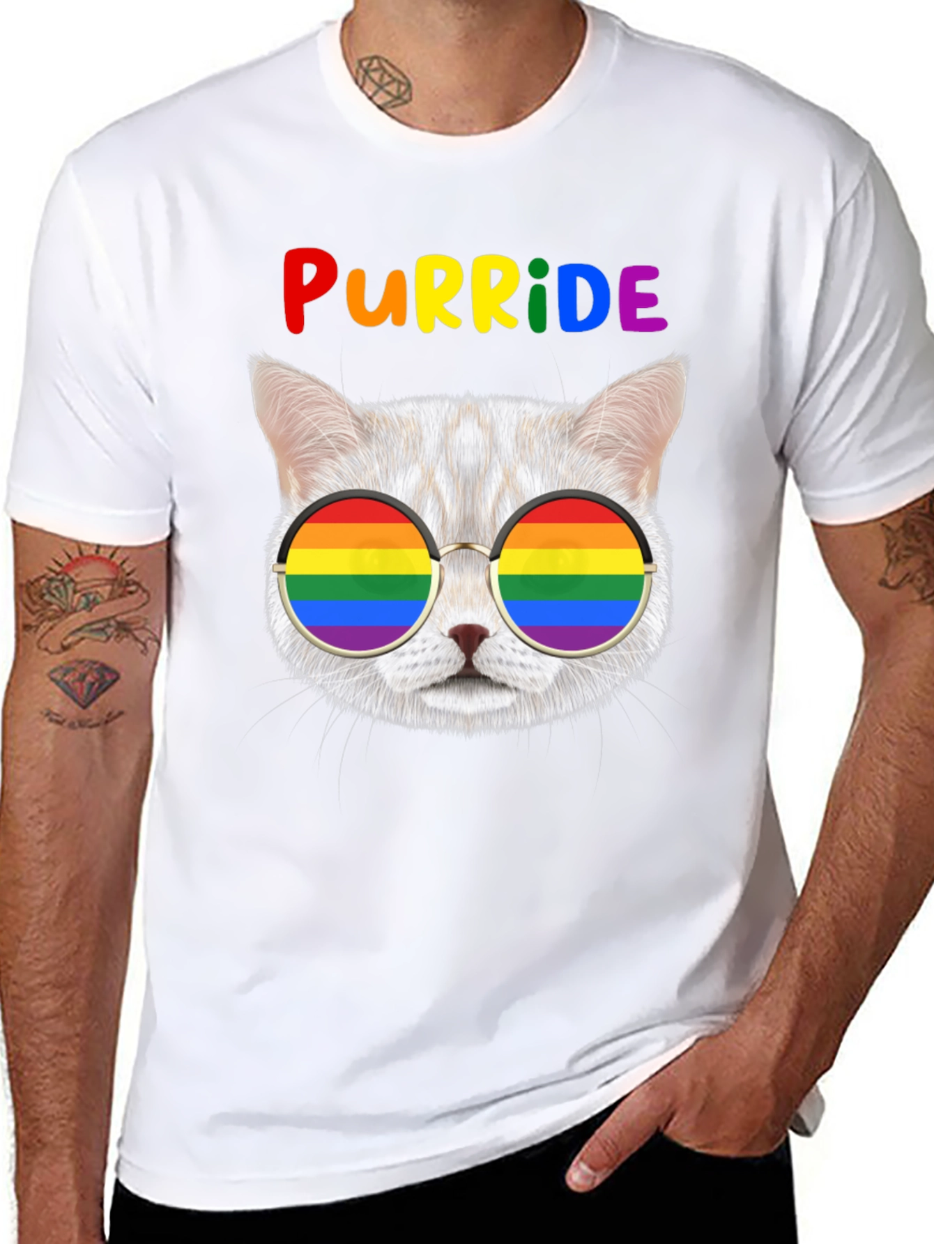 Purride T-Shirt: Cat with Rainbow Glasses