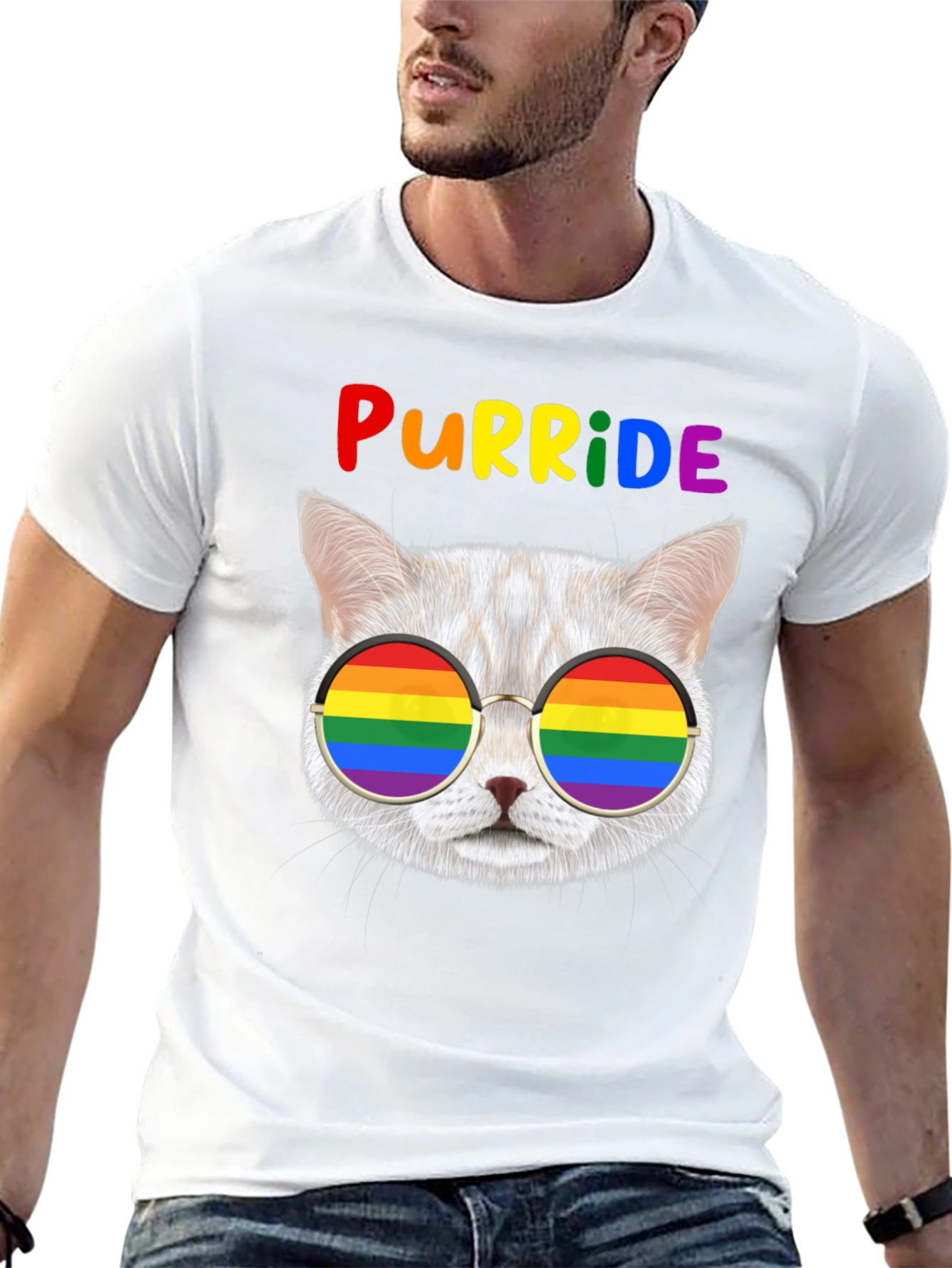 Purride T-Shirt: Cat with Rainbow Glasses