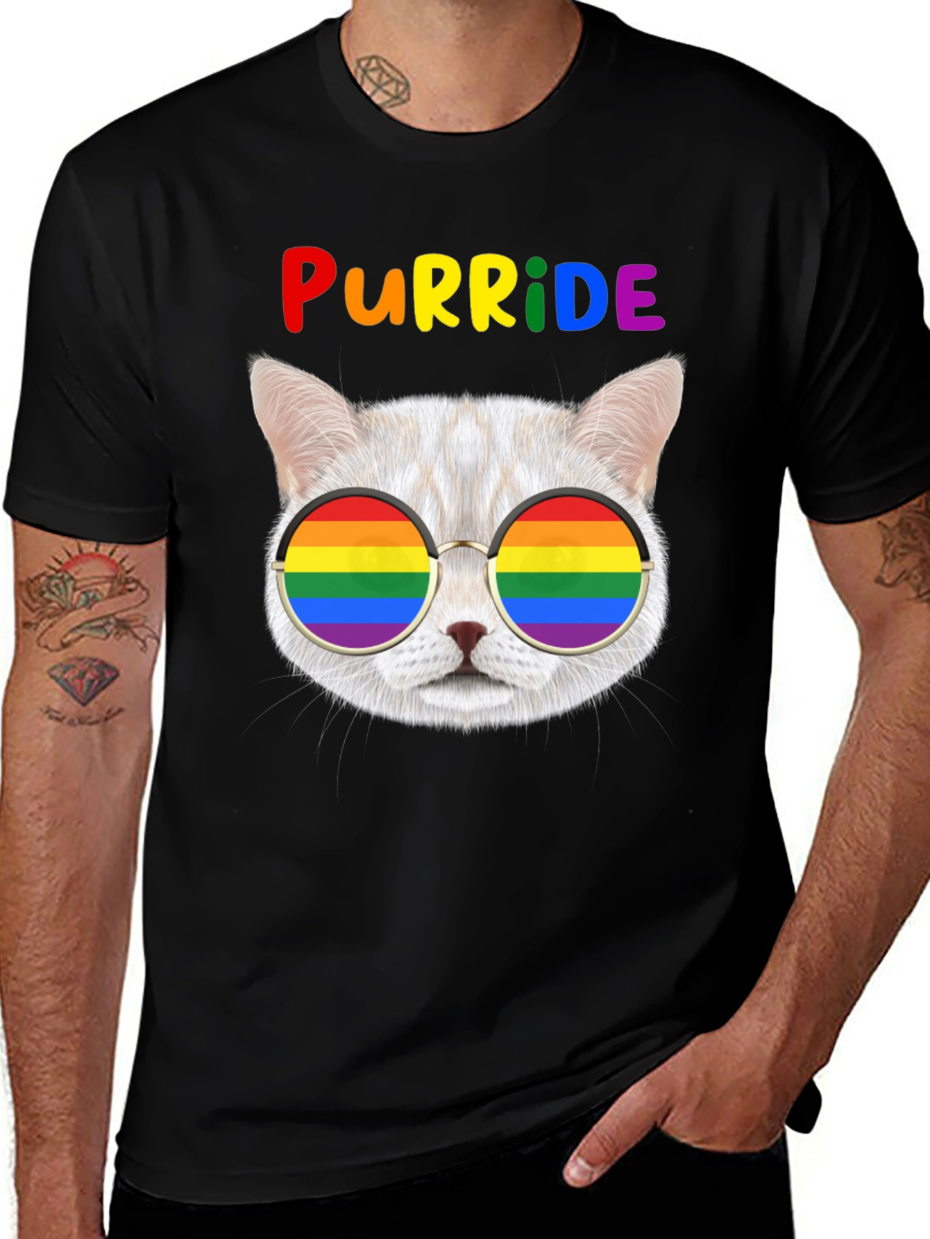 Purride T-Shirt: Cat with Rainbow Glasses
