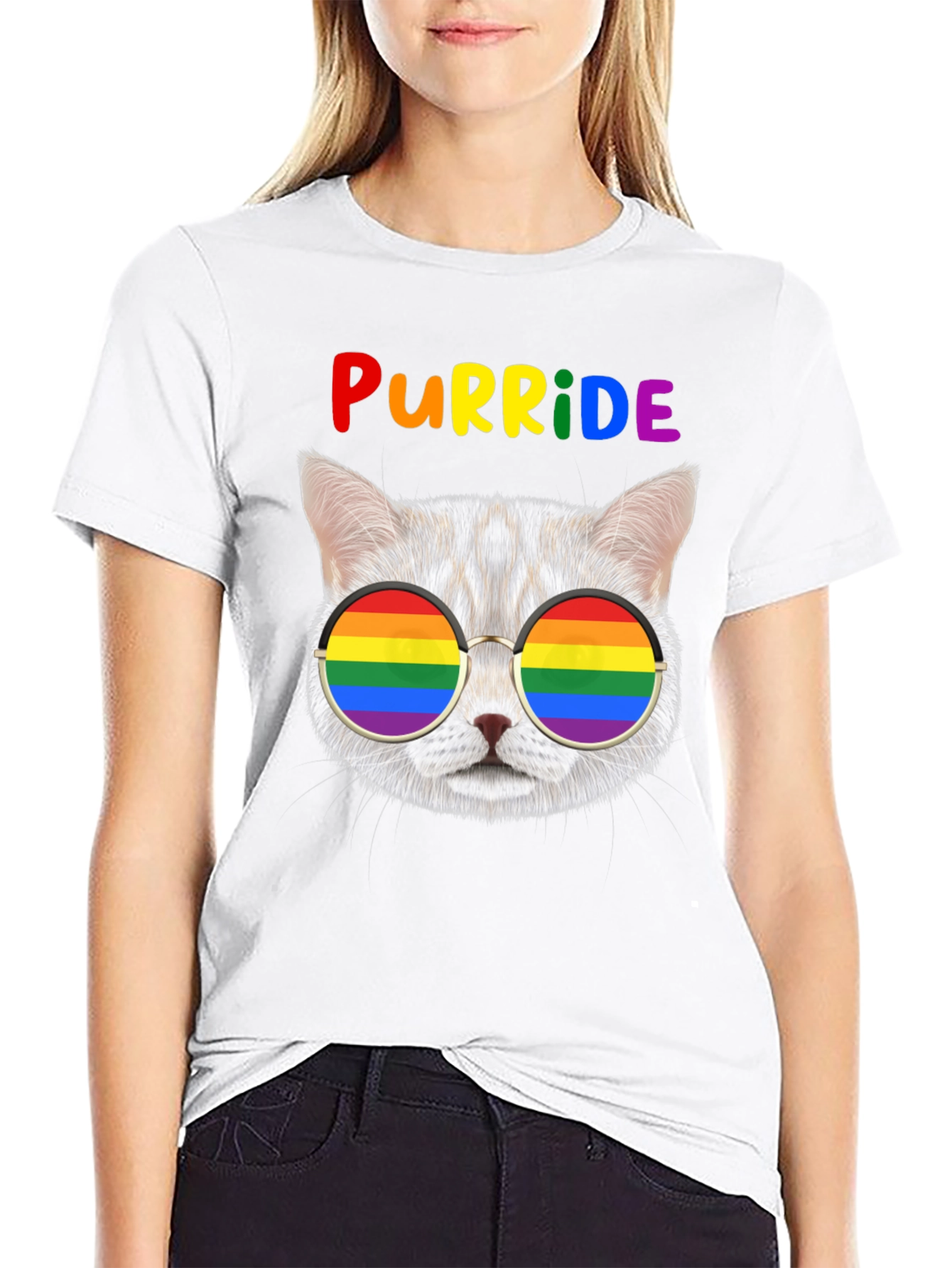 Purride T-Shirt: Cat with Rainbow Glasses