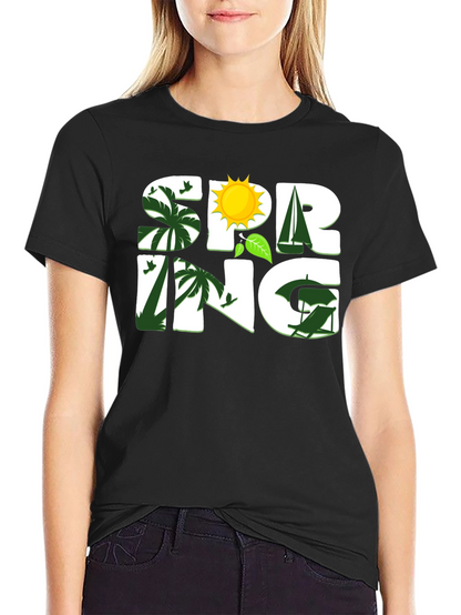 Spring Theme Graphic T-Shirt