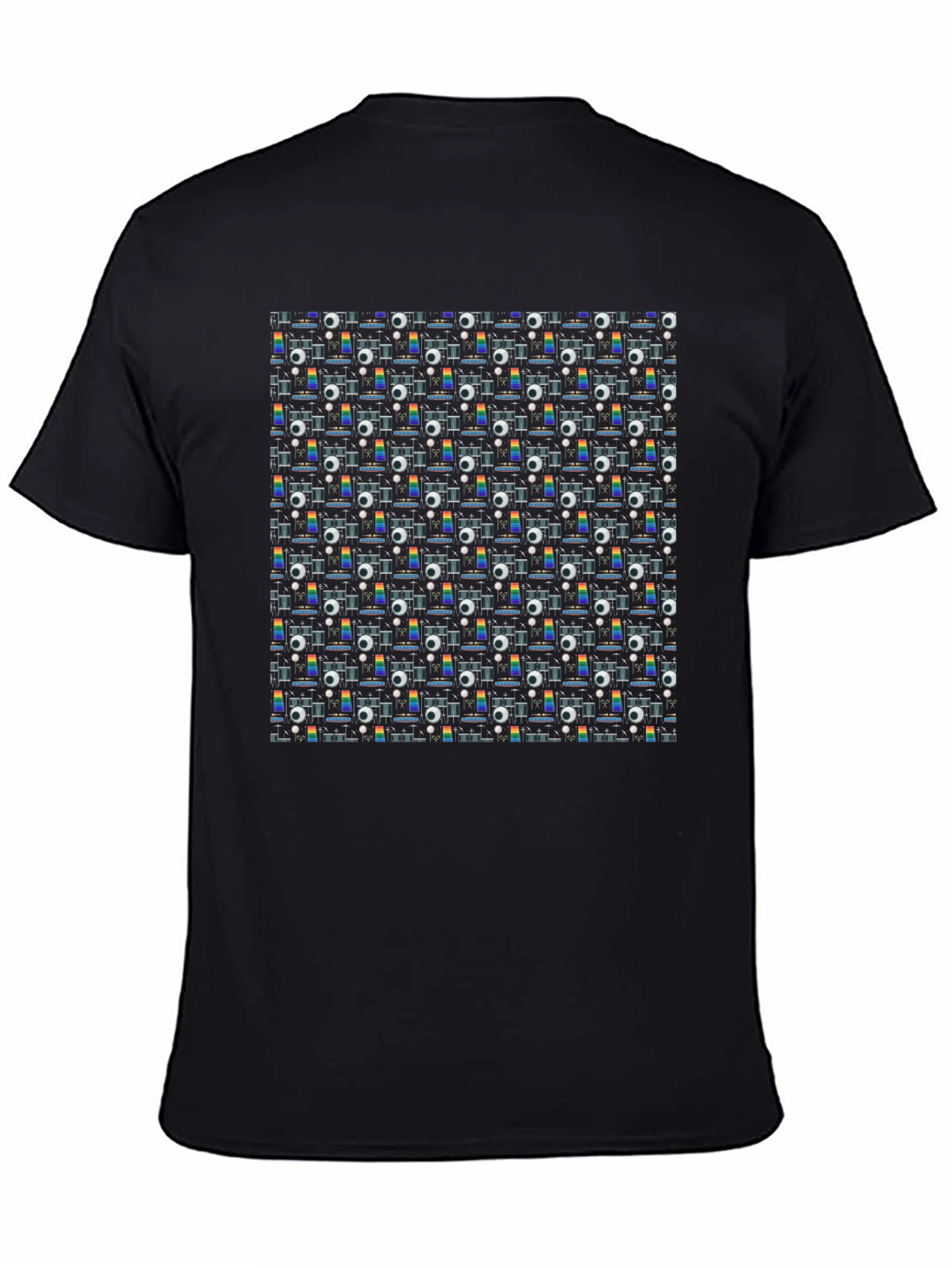 Retro Projector Patterned Black T-Shirt