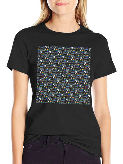 Retro Projector Patterned Black T-Shirt