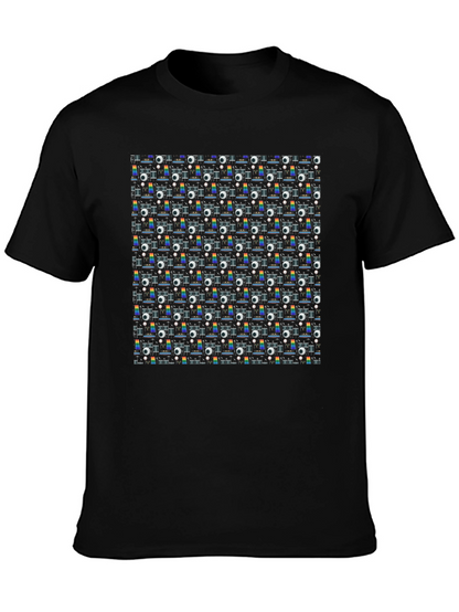 Retro Projector Patterned Black T-Shirt