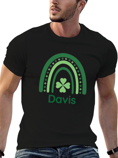 St. Patricks Day Davis Rainbow Shamrock T-Shirt