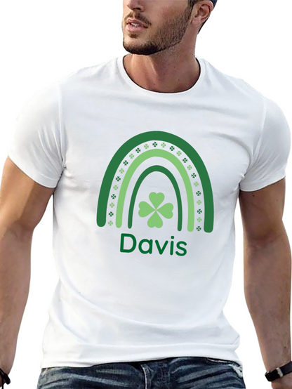 St. Patricks Day Davis Rainbow Shamrock T-Shirt