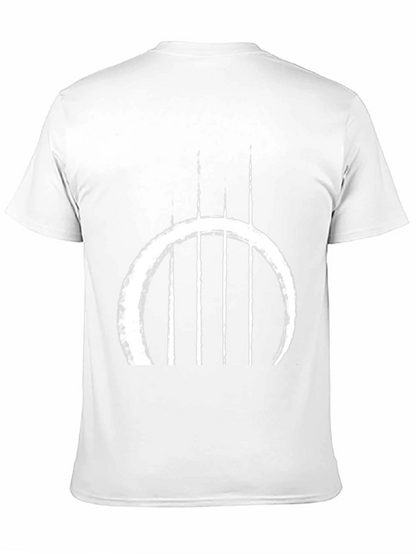 Abstract Circle & Lines Graphic Black T-Shirt