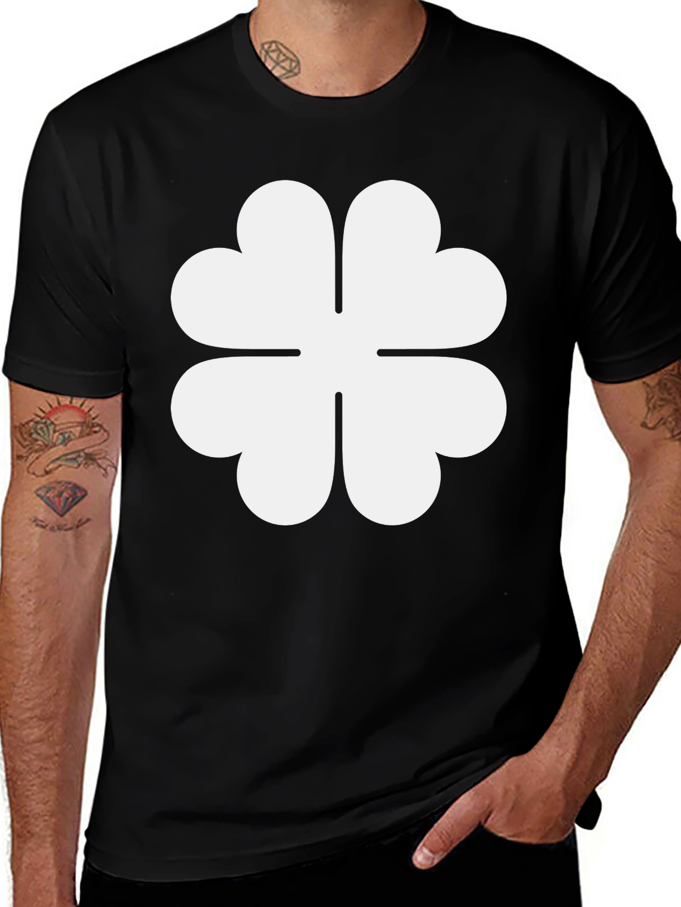 Black Clover T-Shirt - Lucky Four Leaf Design