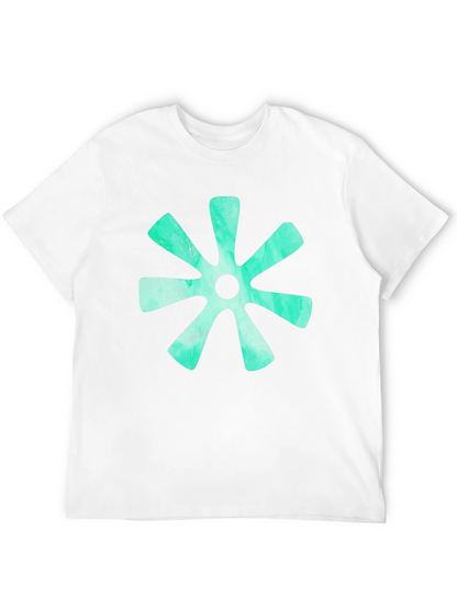 Aqua Floral Graphic Print Black T-Shirt