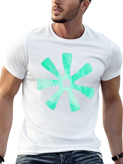 Aqua Floral Graphic Print Black T-Shirt