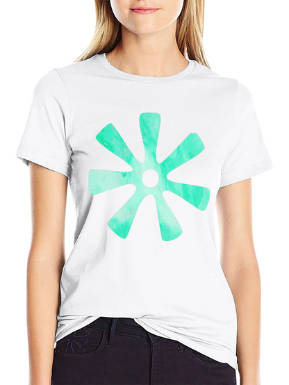Aqua Floral Graphic Print Black T-Shirt