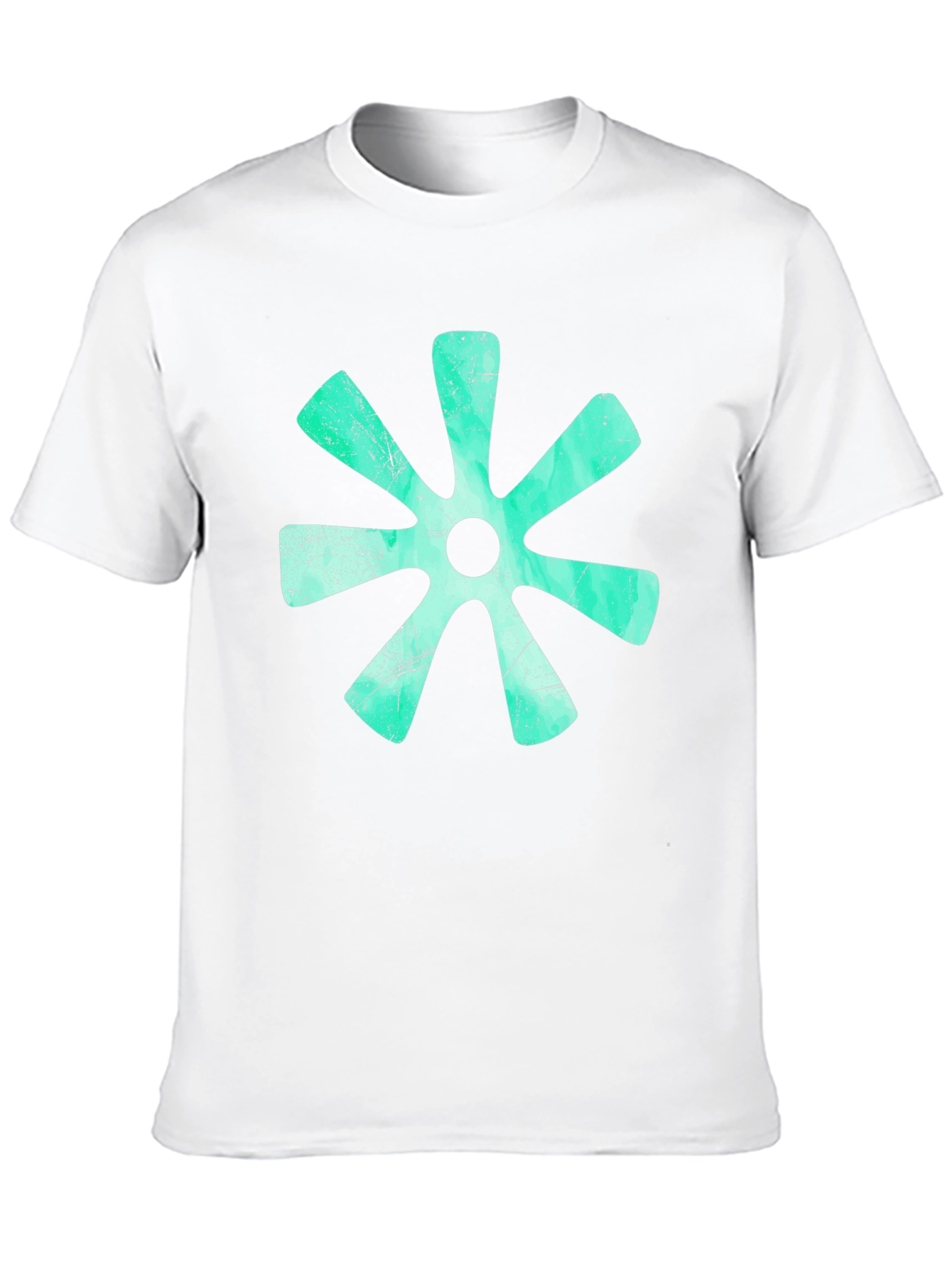 Aqua Floral Graphic Print Black T-Shirt