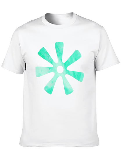Aqua Floral Graphic Print Black T-Shirt