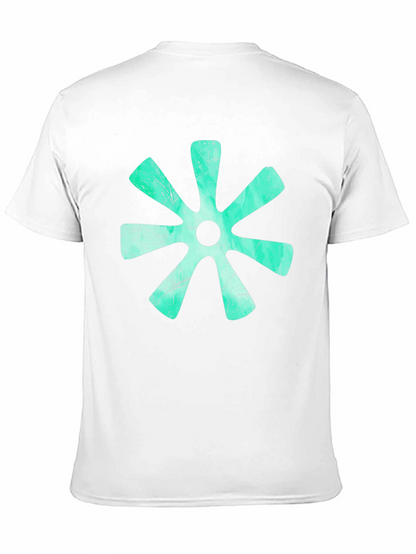 Aqua Floral Graphic Print Black T-Shirt