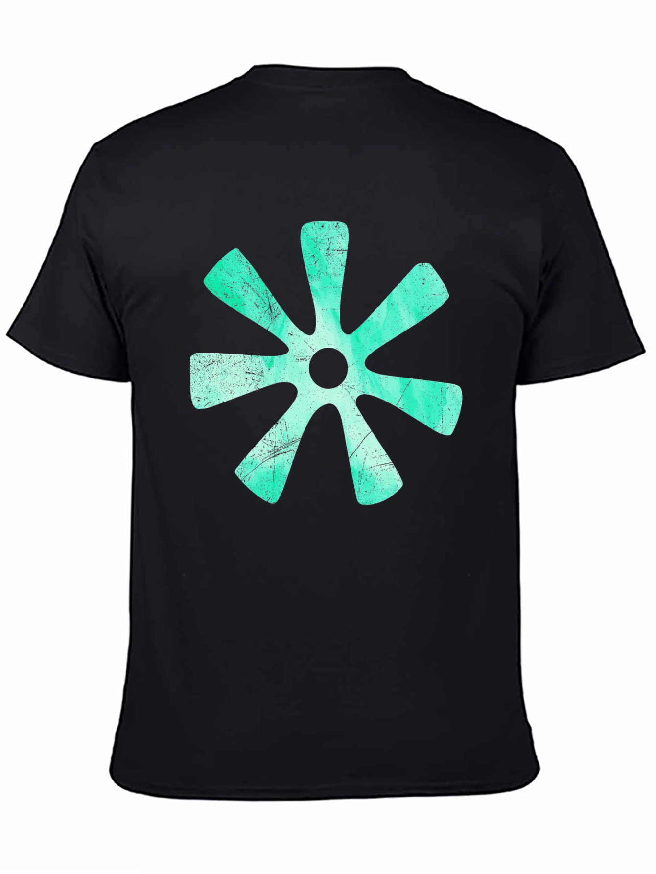 Aqua Floral Graphic Print Black T-Shirt