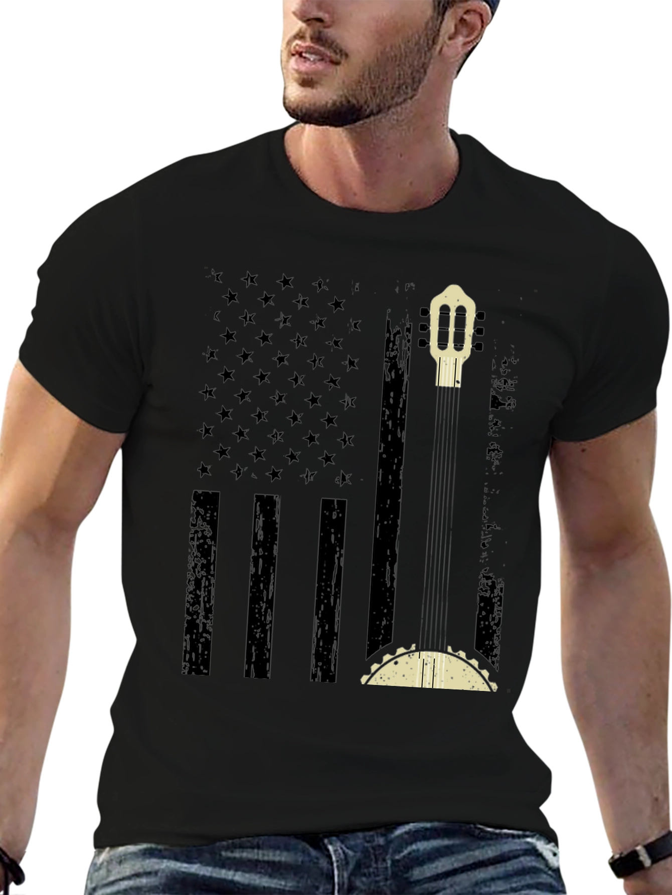 American Flag Guitar & Taco Graphic T-Shirt