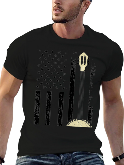 American Flag Guitar & Taco Graphic T-Shirt