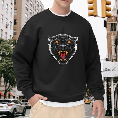 Bold Panther Head Statement Crewneck Sweatshirt
