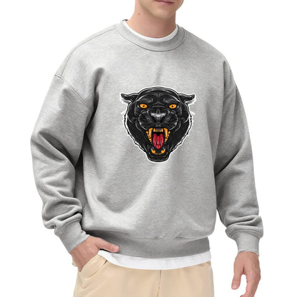 Bold Panther Head Statement Crewneck Sweatshirt