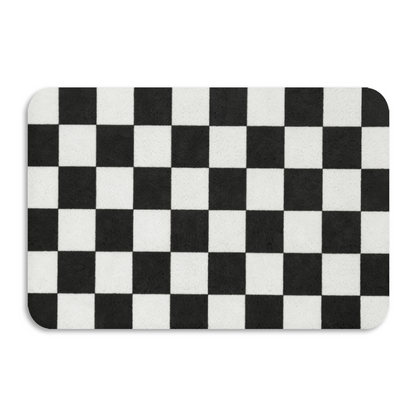 Black White Checkerboard£üClassic Black White Checkerboard Diatomite Mat, Ins Style Quick?Dry Non?Slip Absorbent Bathroom Entry Rug