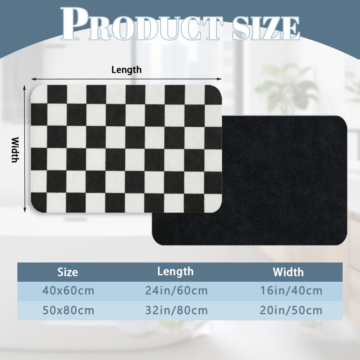 Black White Checkerboard£üClassic Black White Checkerboard Diatomite Mat, Ins Style Quick?Dry Non?Slip Absorbent Bathroom Entry Rug