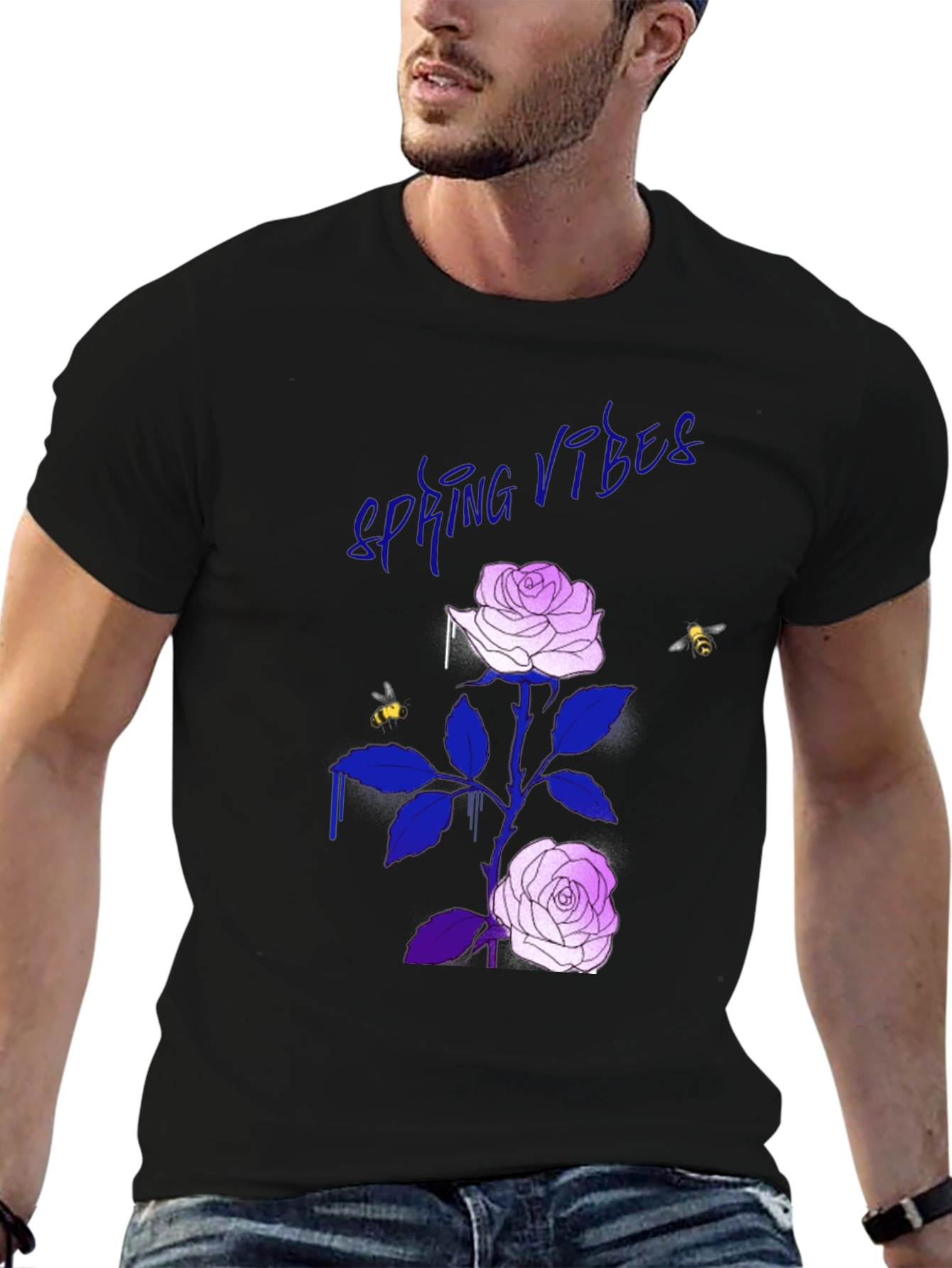 Spring Vibes Rose Graphic T-Shirt