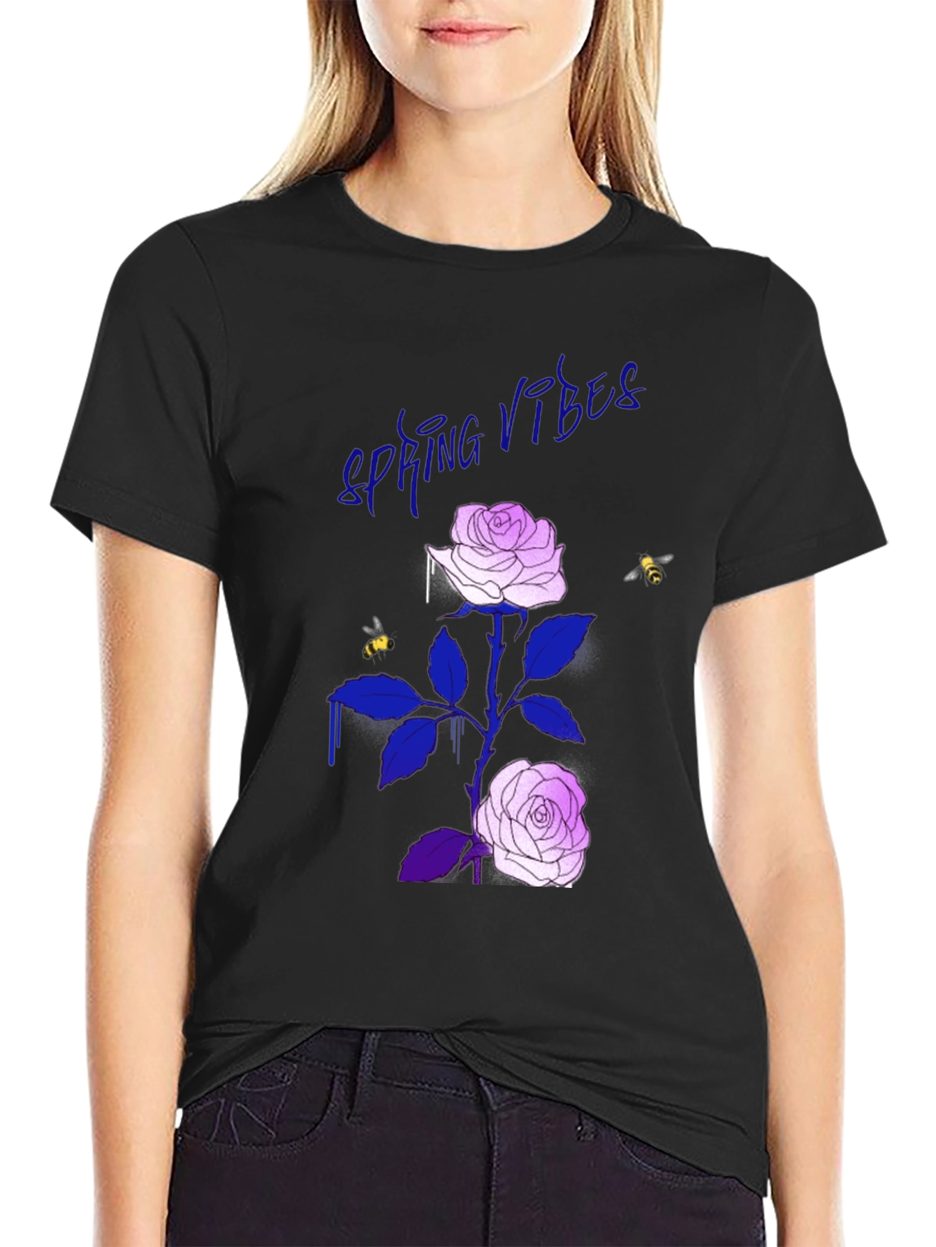 Spring Vibes Rose Graphic T-Shirt