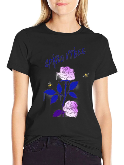 Spring Vibes Rose Graphic T-Shirt