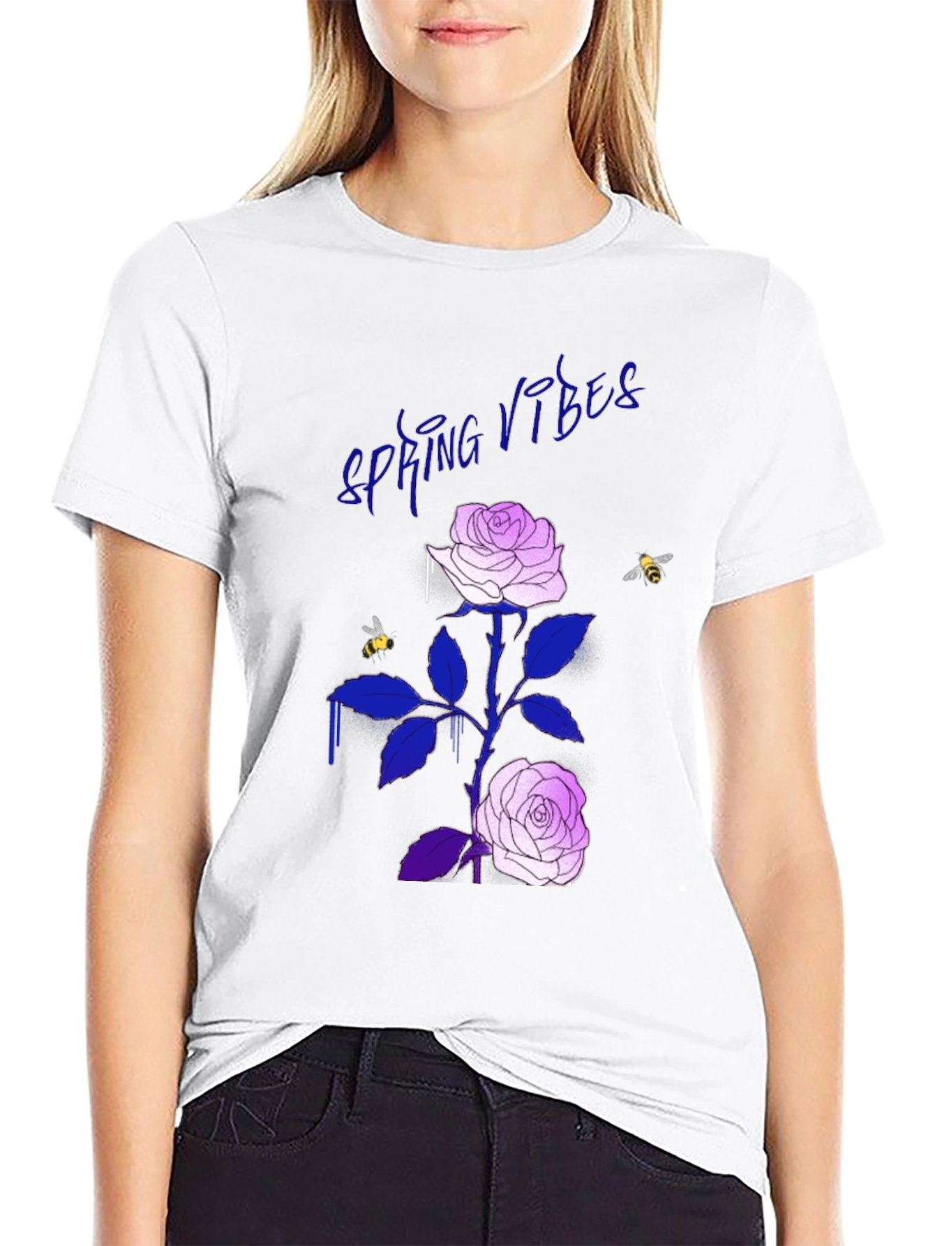 Spring Vibes Rose Graphic T-Shirt