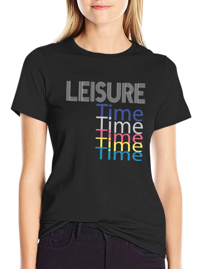 Leisure Time Graphic Tee - Black Cotton Comfort