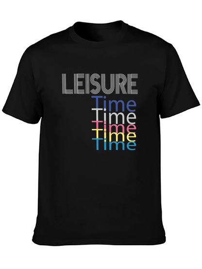Leisure Time Graphic Tee - Black Cotton Comfort