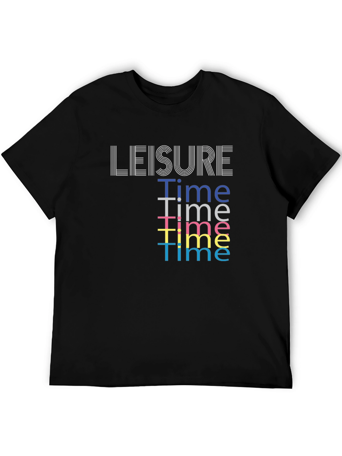 Leisure Time Graphic Tee - Black Cotton Comfort